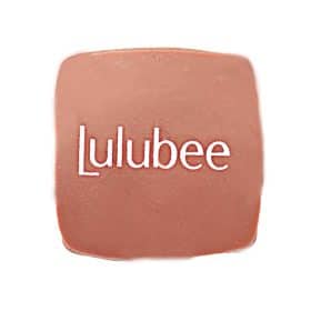 Overhead view of a gourmet dark chocolate truffle that has the Lulubee logo on it