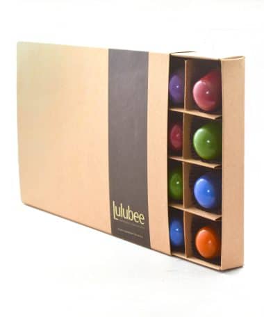 24-piece box of gourmet chocolate truffles in a kraft box with a label that reads Lulubee Artisanal Chocolates make for the best chocolate gift