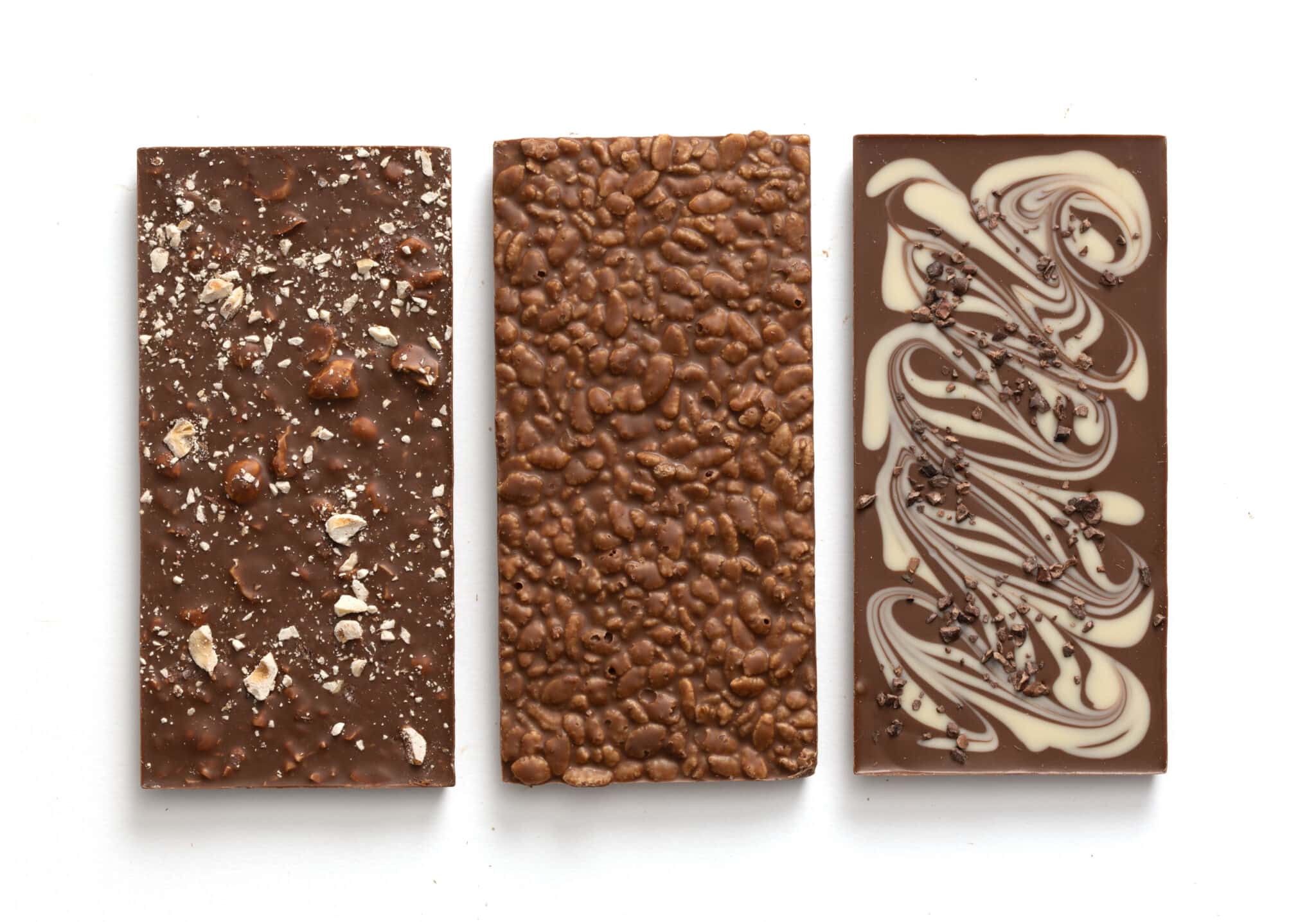Enjoy this Milk Chocolate Lovers Sampler that includes Salted Hazelnut Milk Chocolate Bar, Crisped Rice Milk Chocolate Bar, and Triple Chocolate Bar